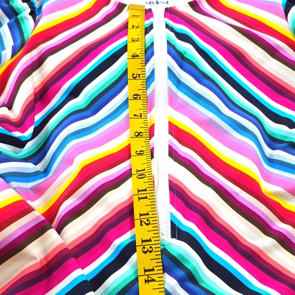 Stylest System  Dream Sculpt Zip Swimsuit Multicolor Stripes Large UPF 50 - Picture 15 of 16